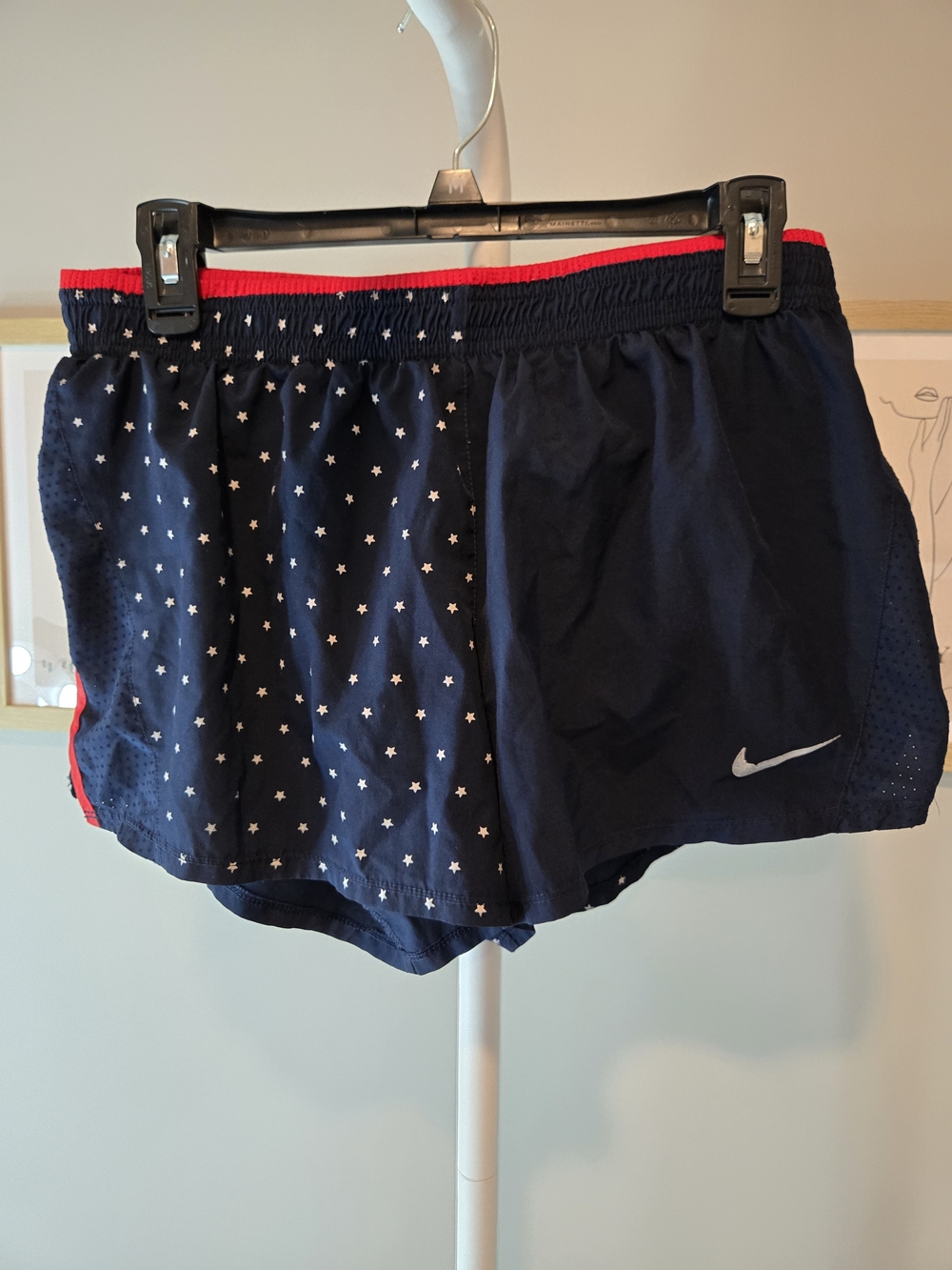 Nike Americana Navy Star Print Running Shorts with Red Trim